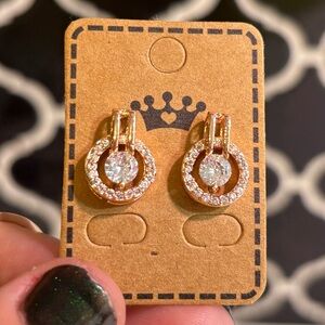 Rose gold Stud faux diamond earrings